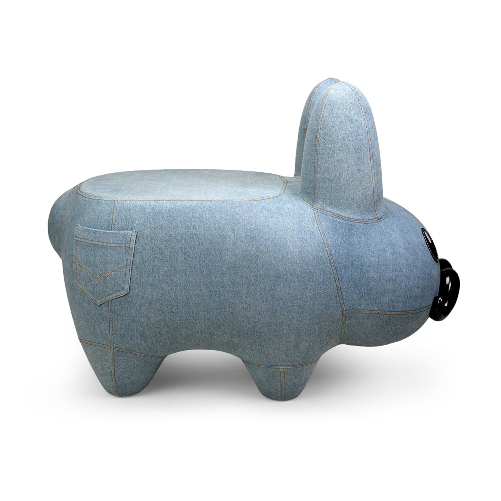 Art Giant Denim Happy Stache' Labbit Stool by Frank Kozik