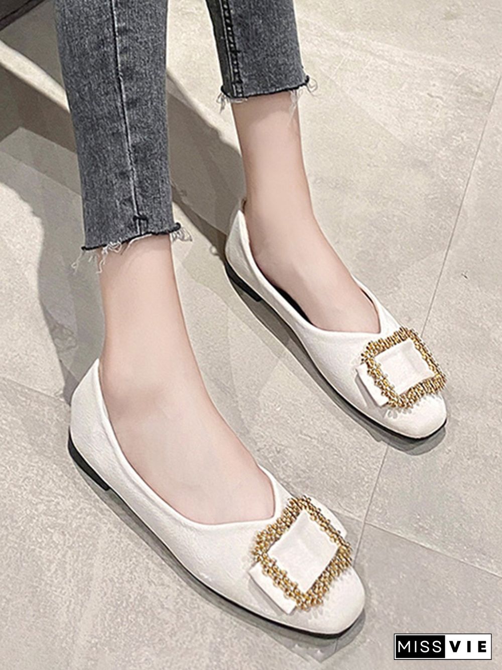 Women Plain All Season Urban Non-Slip Commuting Flat Heel Round Toe Plus Size Shallow Shoes Flats