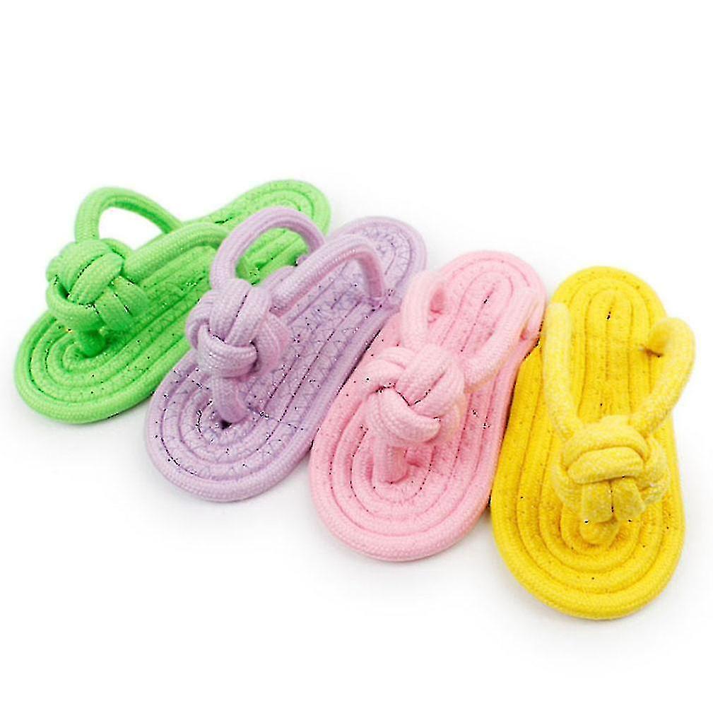 Miman 4pcs Dog Chew Toy Woven Slipper Flip Flop Cotton Pet Toy