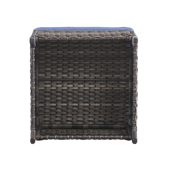 2 Piece Outdoor Ottoman Wicker Patio Ottomans