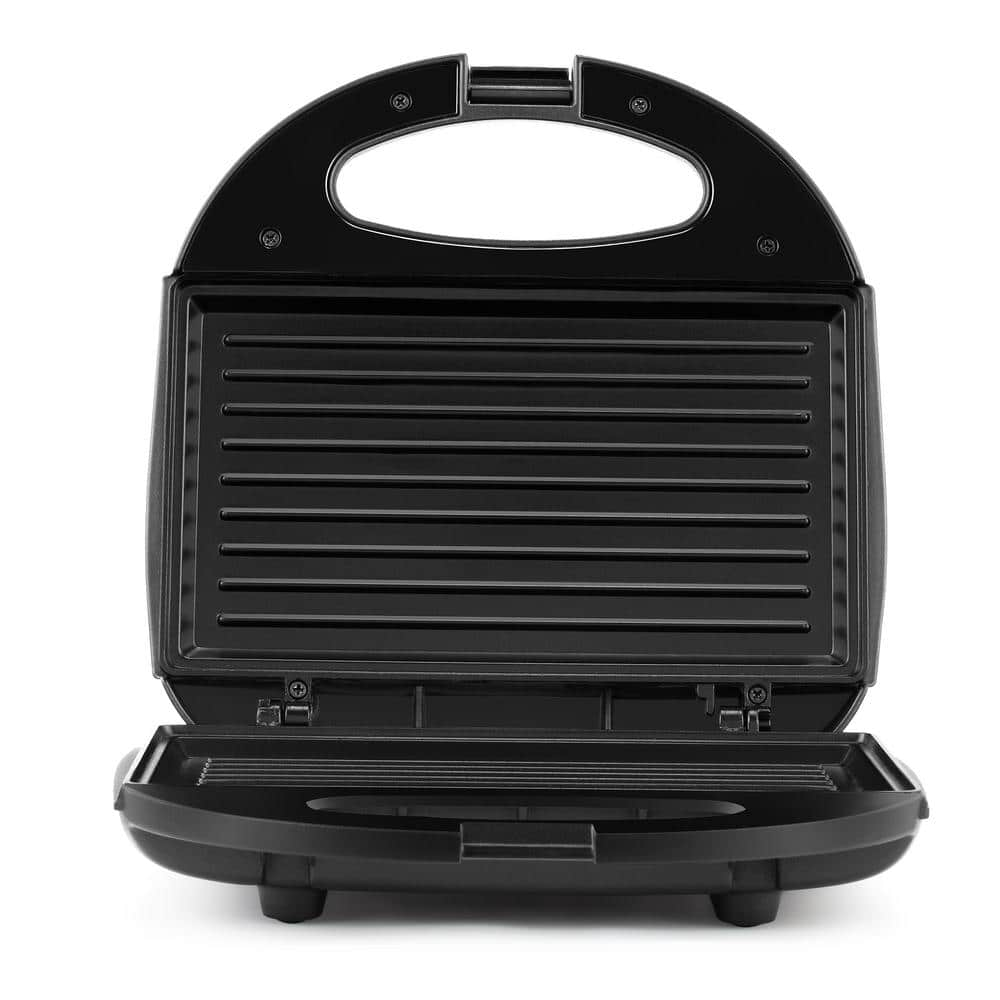 Continental Electric 120 W 2-Slice Black Countertop Contact Grill and Sandwich Maker with Non-Stick Surface CE23829