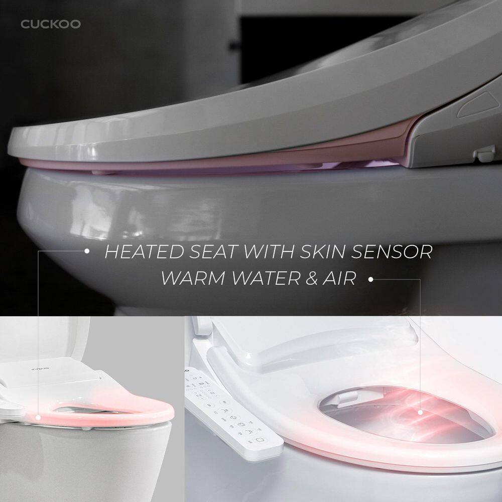 Cuckoo Electric Heated Bidet Seat for Elongated Toilet with Unlimited Heated Water Control Panel in. White CBT-N1030EW