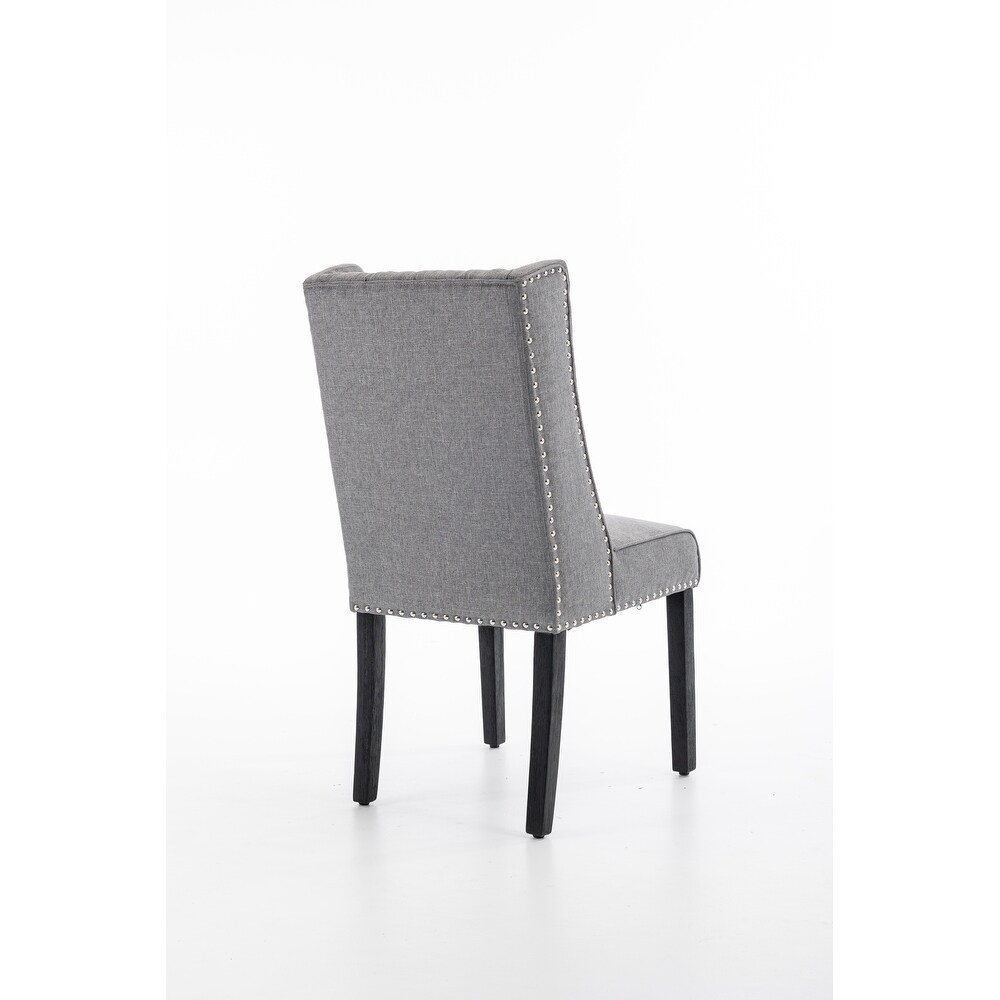 Tufted cloth dining chair  2 piece set for dining room  family kitchen and living room  gray