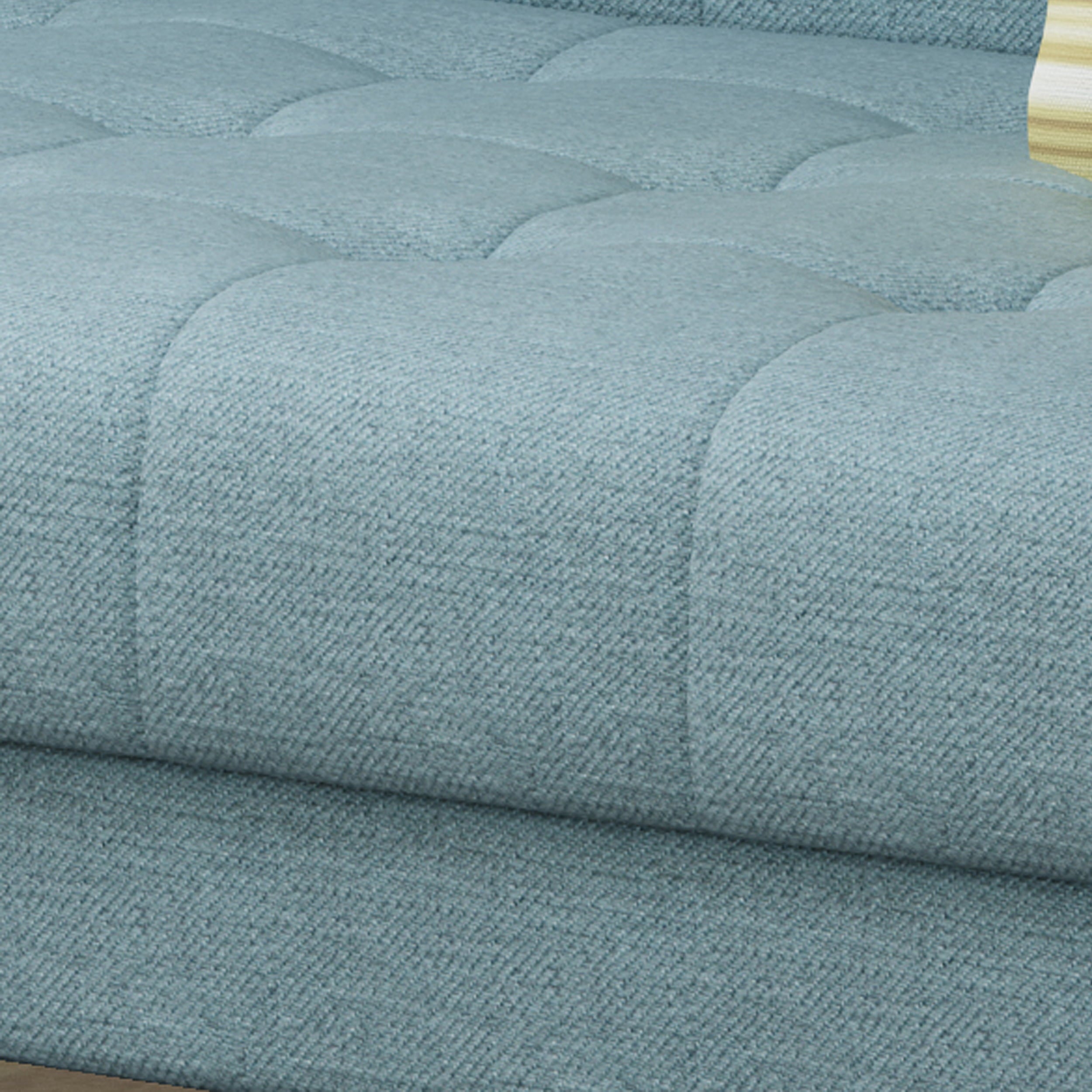 Noble House Nathanial Fabric Tufted Sofa, Blue, Dark Walnut