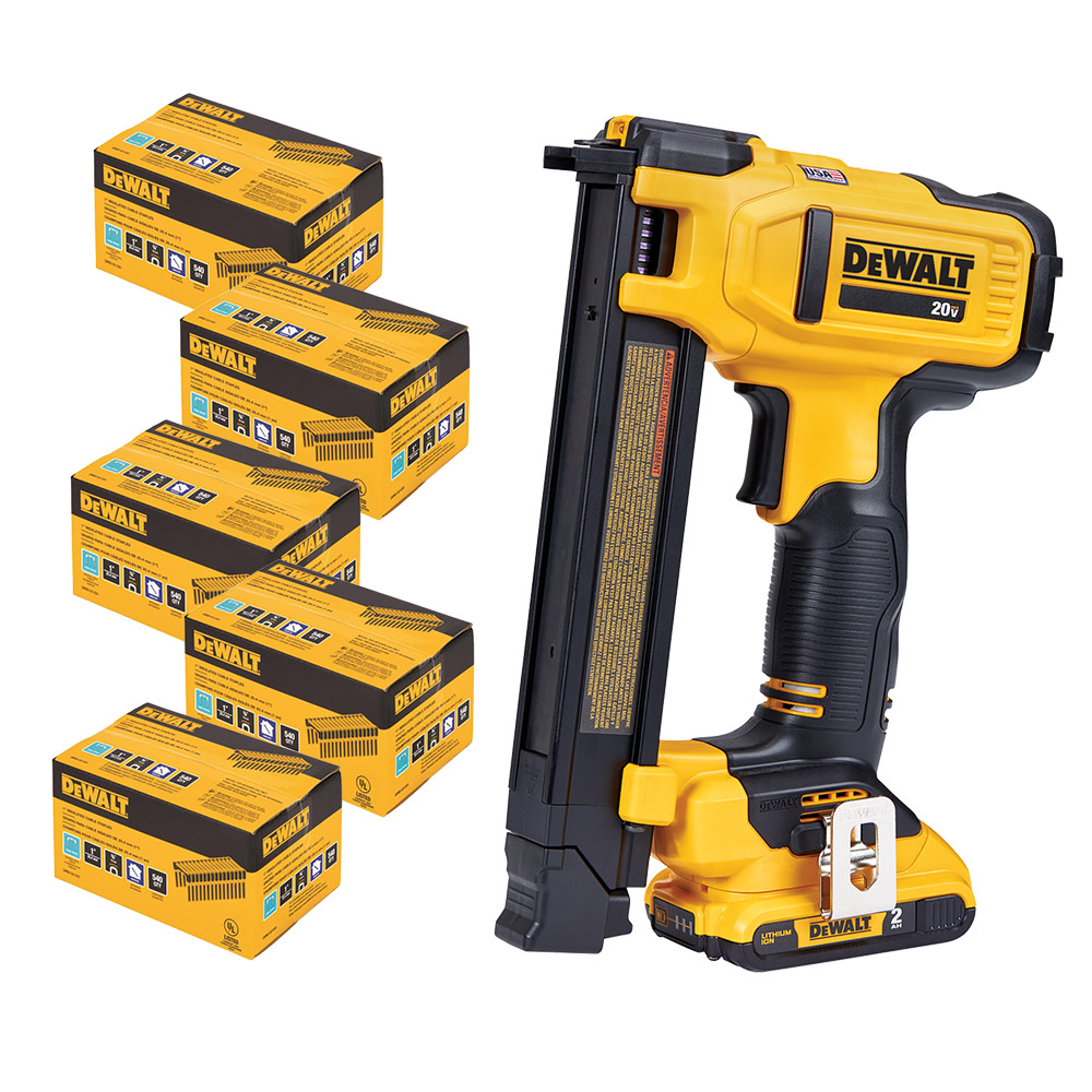 DEWALT 20V MAX Cable Stapler Bundle with 5 Boxes of Staples Kit DCN701D1DRS181005PK from DEWALT