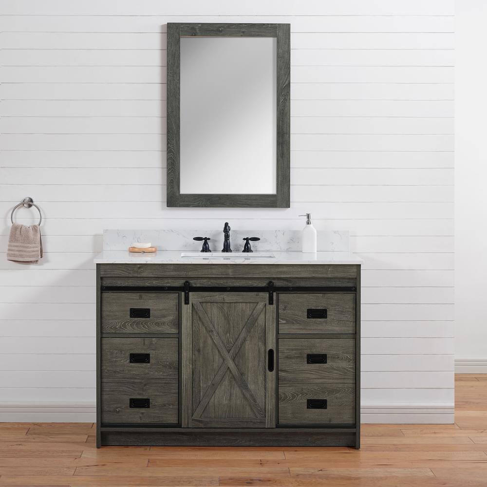 SUDIO Rafter 48 in. W x 22 in. D Bath Vanity in Charcoal Gray with Engineered Stone Vanity Top in Carrara White with Basin Rafter-48CG