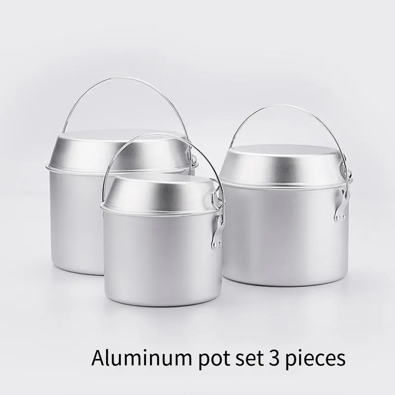 Multifunction Portable Anodized Hanging Aluminum Hiking Survival Outdoor Camping Pot Set