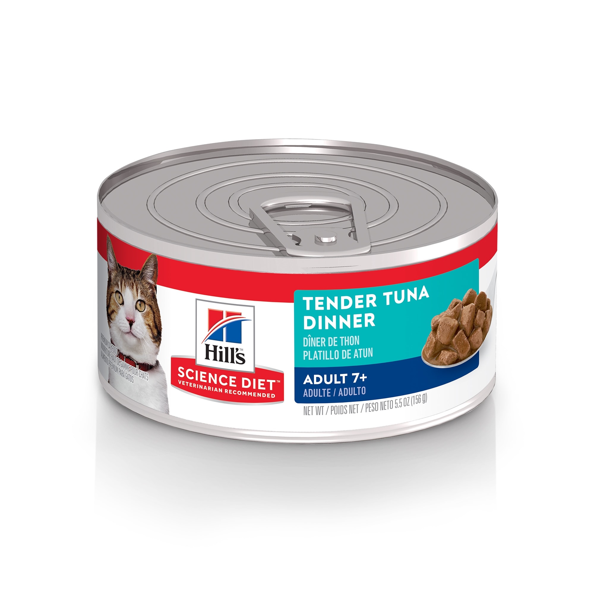 Hill's Science Diet Adult 7+ Tender Tuna Dinner Canned Cat Food， 5.5 oz.， Case of 24