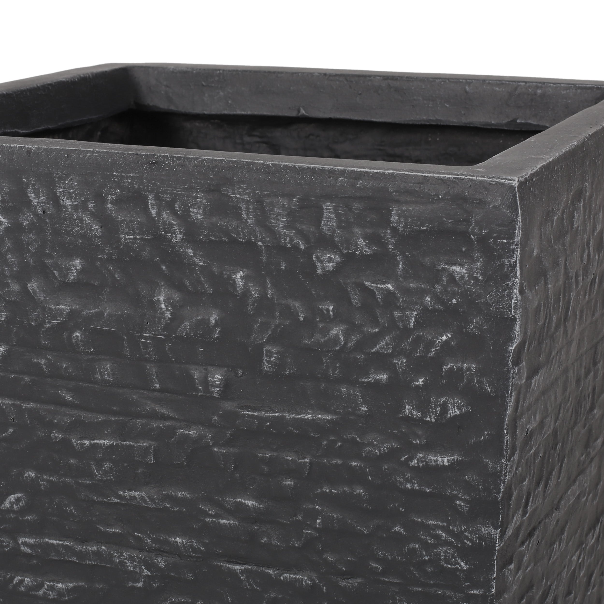 Tengren Outdoor Medium and Small Cast Stone Planters, Set of 2, Gray