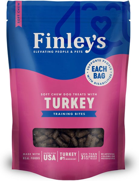 Finley's Barkery Turkey Recipe Soft Chew Training Bites Dog Treats， 16-oz bag