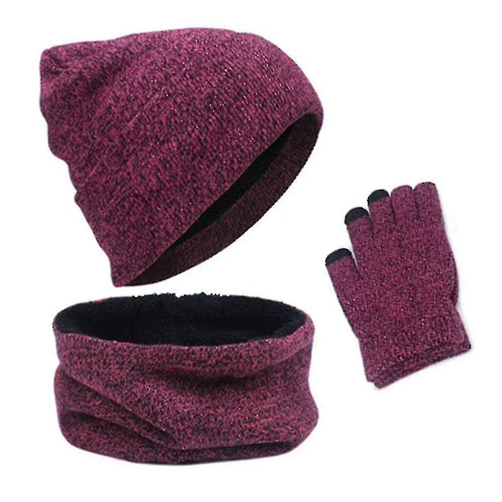 1set/3pcs Winter Hat Scarf Gloves Set For Men And Women， Beanie Gloves