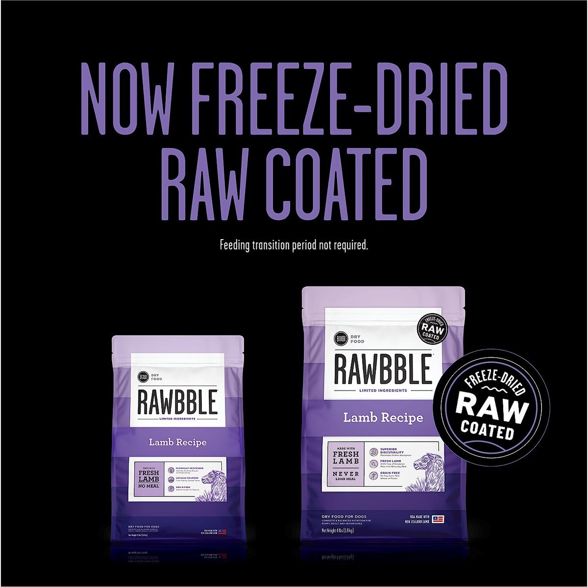 BIXBI RAWBBLE Fresh Lamb Recipe Limited Ingredient Grain-Free Dry Dog Food