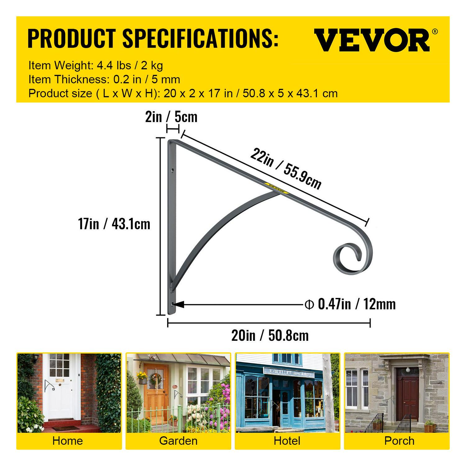 VEVOR 1 to 2 Steps Handrail Railing Wrought Iron Post Mount Step Grab Rail for Wall Mounted Gray Solid Hand Rail Stair