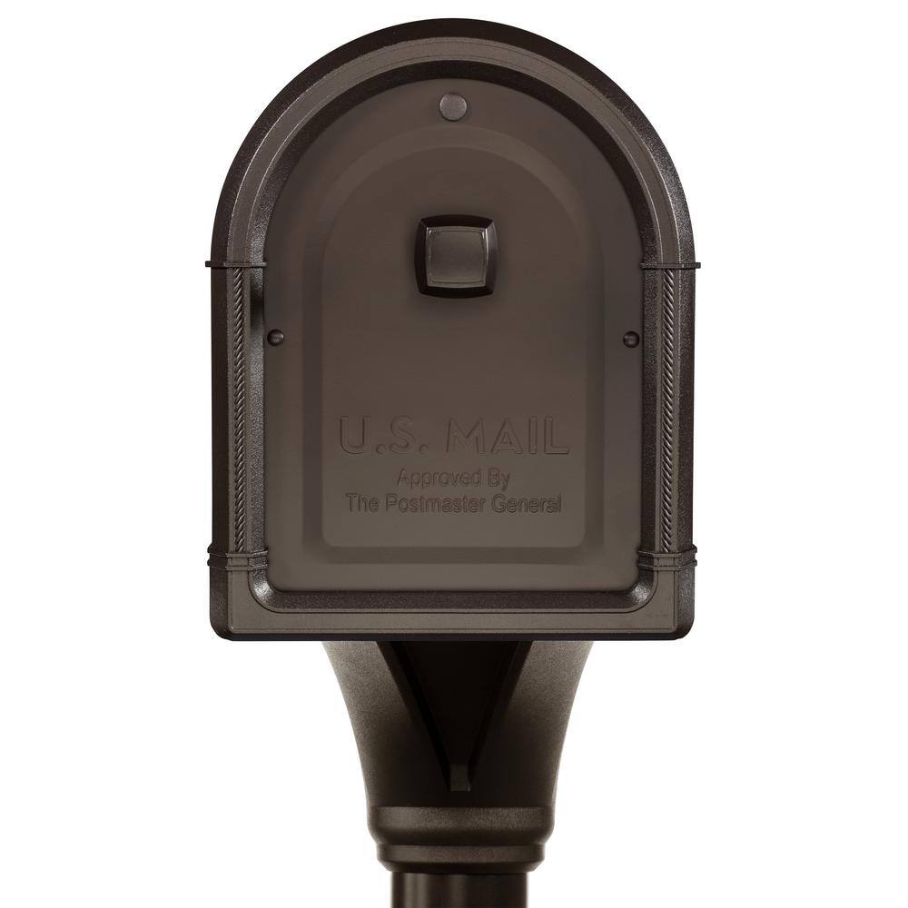 Architectural Mailboxes Roxbury Rubbed Bronze Large Steel Post Mount Mailbox and Premium Steel Post Combo 7980RZ