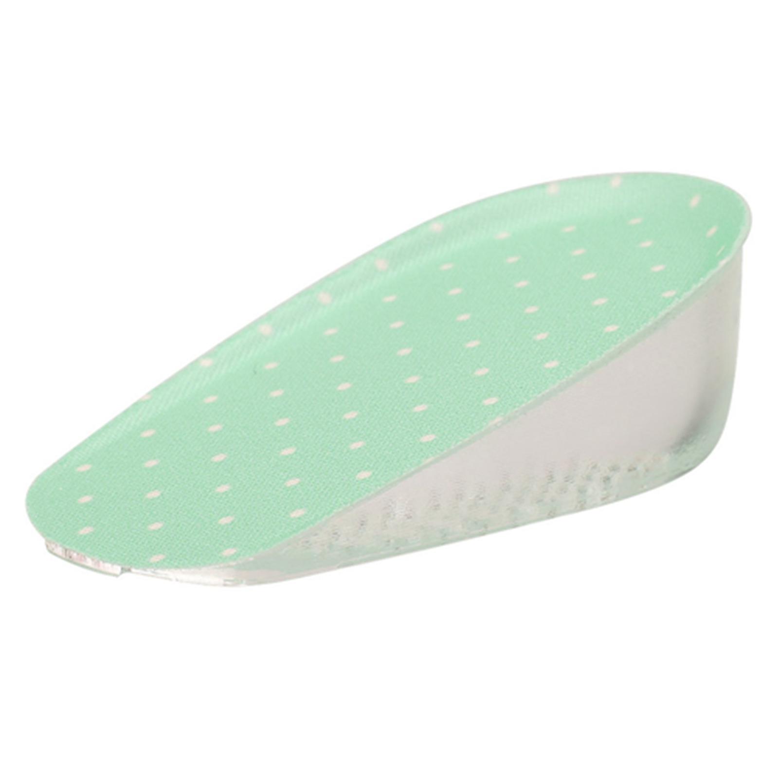 3.5cm Silicone Gel Adhesive Insoles Height Increase Foot Orthotic Arch Support Heel Pads Green