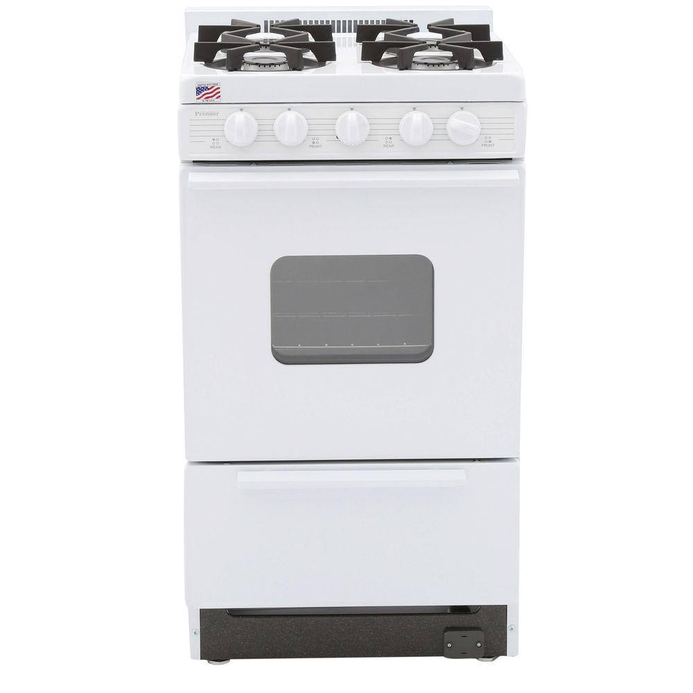 Premier 20 in. 2.42 cu. ft. Battery Spark Ignition Gas Range in White BHK5X0OP