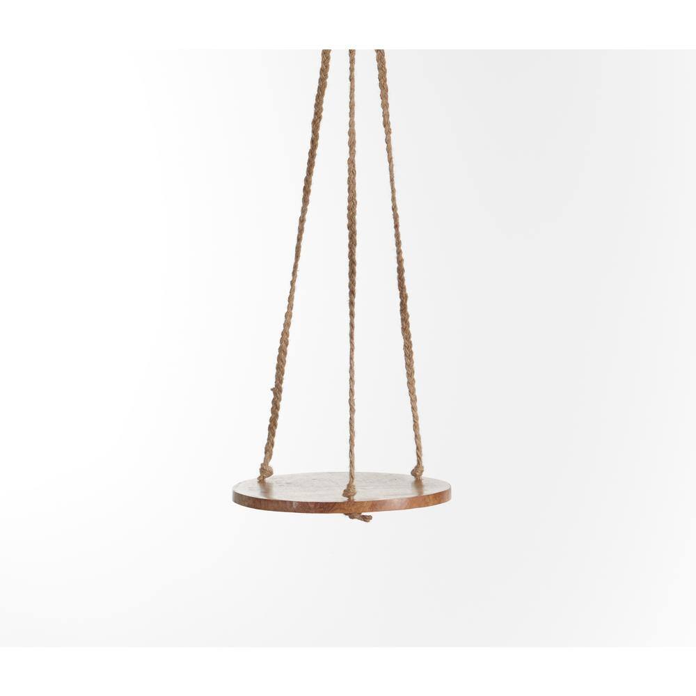 Primitive Planters 8 in. Round Wooden Hanging with Jute 9680