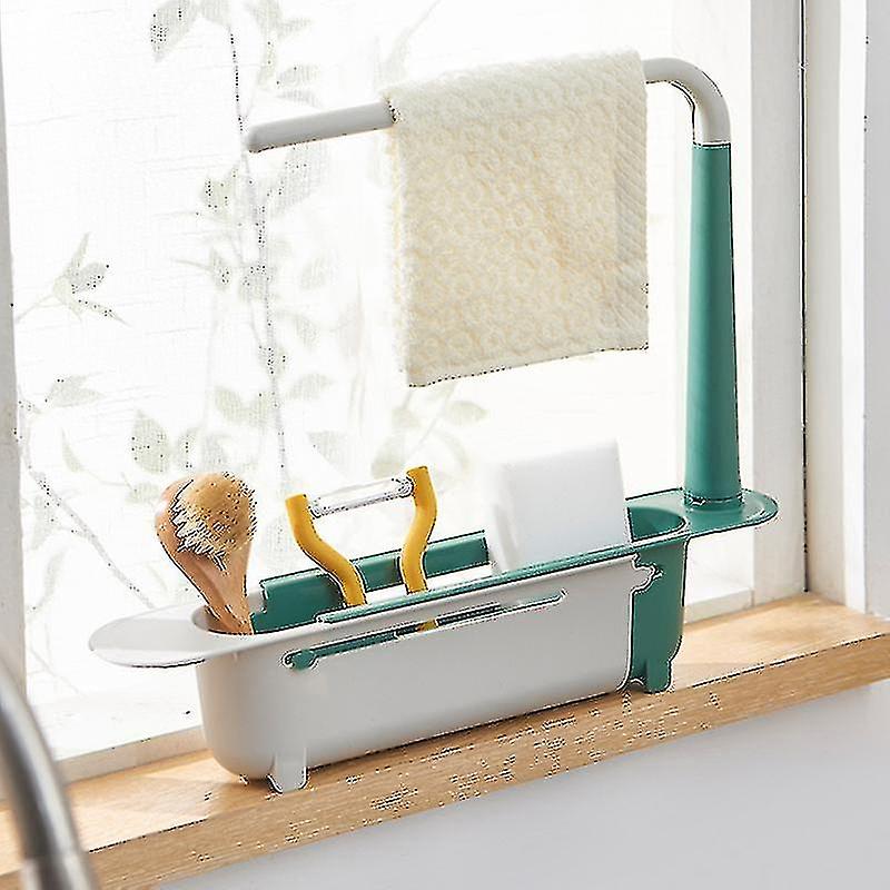 Convenience Sink Storage Rack Home Kitchen Scalable Sink Organizer Sponge Soap Scrubber Dishcloth