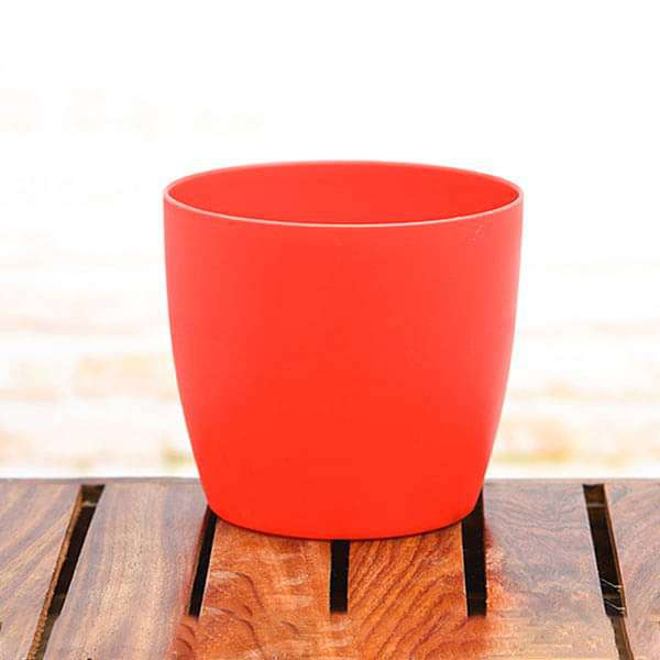 9.1 inch (23 cm) Ronda No. 2320 Round Plastic Planter (Red) (set of 3)