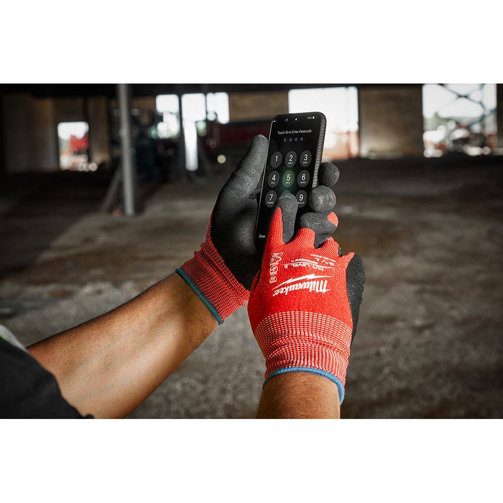 MW Medium Red Nitrile Level 2 Cut Resistant Dipped Work Gloves 48-22-8926