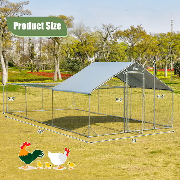 Costway 69532174 Large Metal Chicken Coop with Wat...