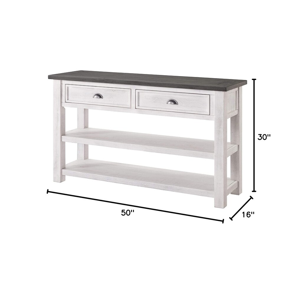 Monterey Solid Wood Sofa Console Table White with Grey Top