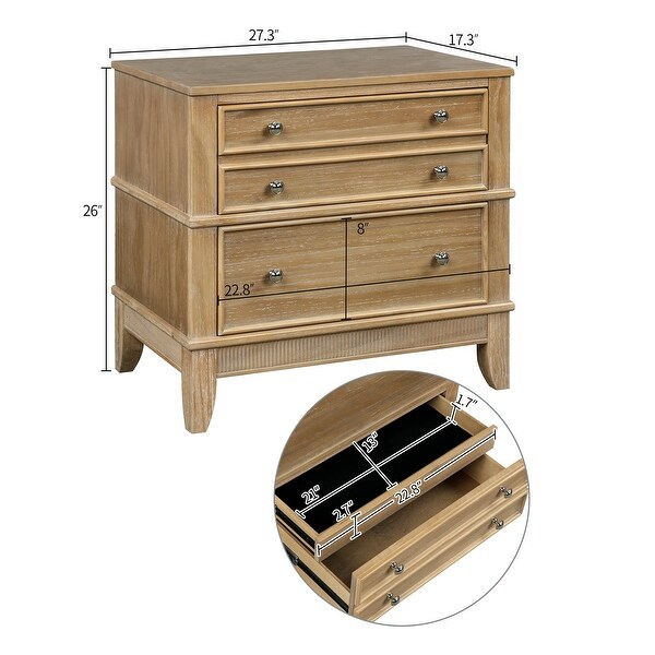 Wood 3-Drawer Classic Nightstand， Vintage Style Bedroom Storage Cabinet - - 37893709