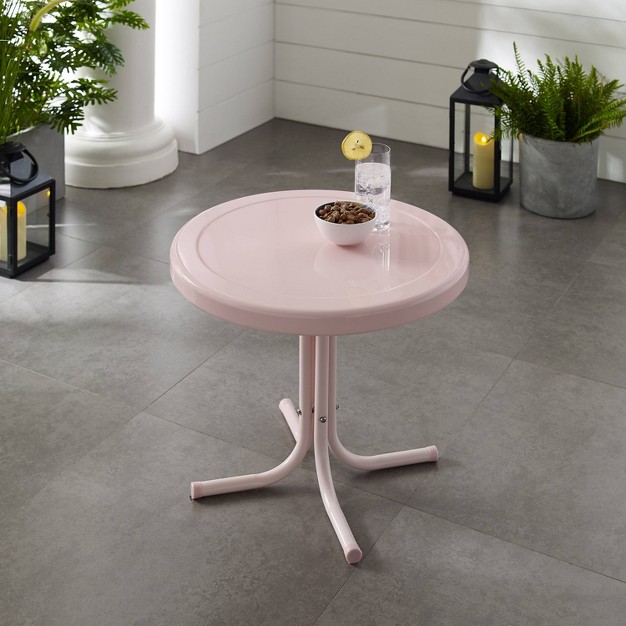 Crosley Griffith Outdoor Side Table Pastel Pink Gloss