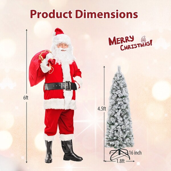 Gymax 4.5/6/7 FT PreLit Artificial Christmas Tree Slim Pencil Xmas