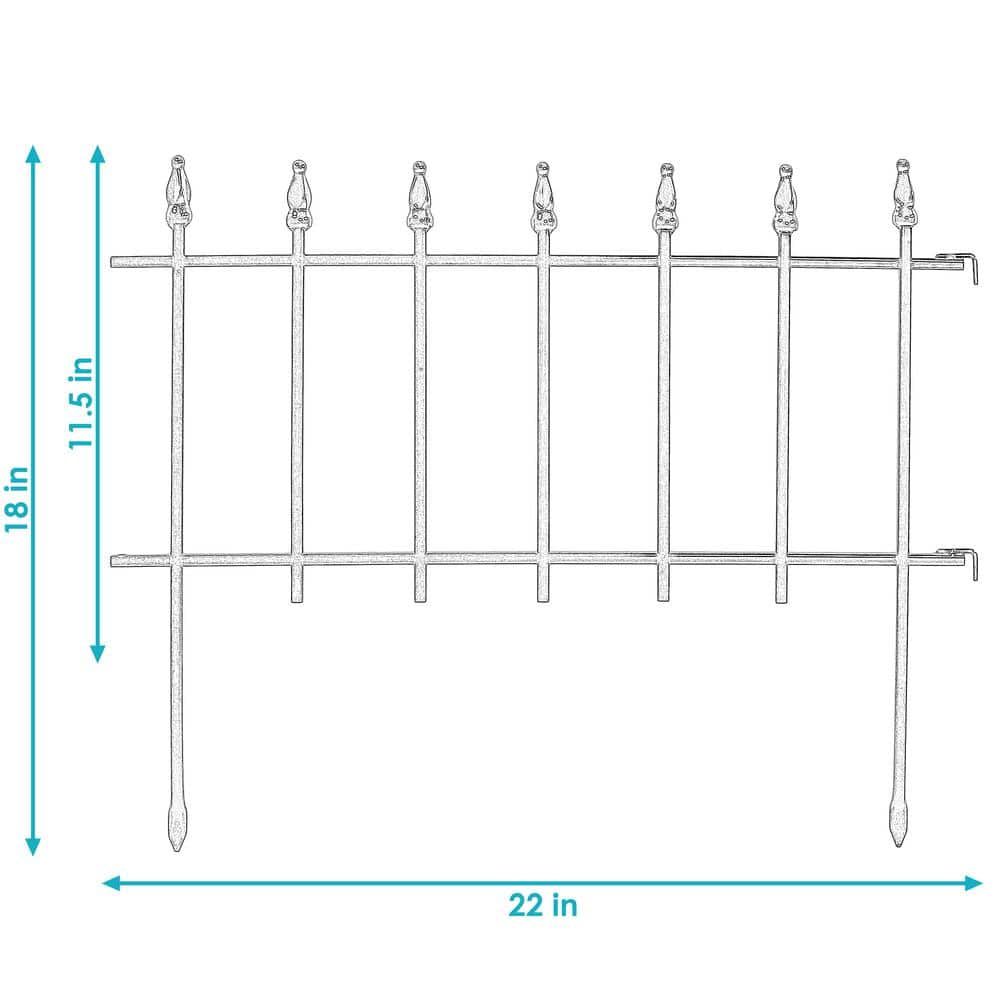 Sunnydaze Decor Roman 22 in. W x 18 in. H Steel Wire Garden Fence (5-Pack) HMI-608