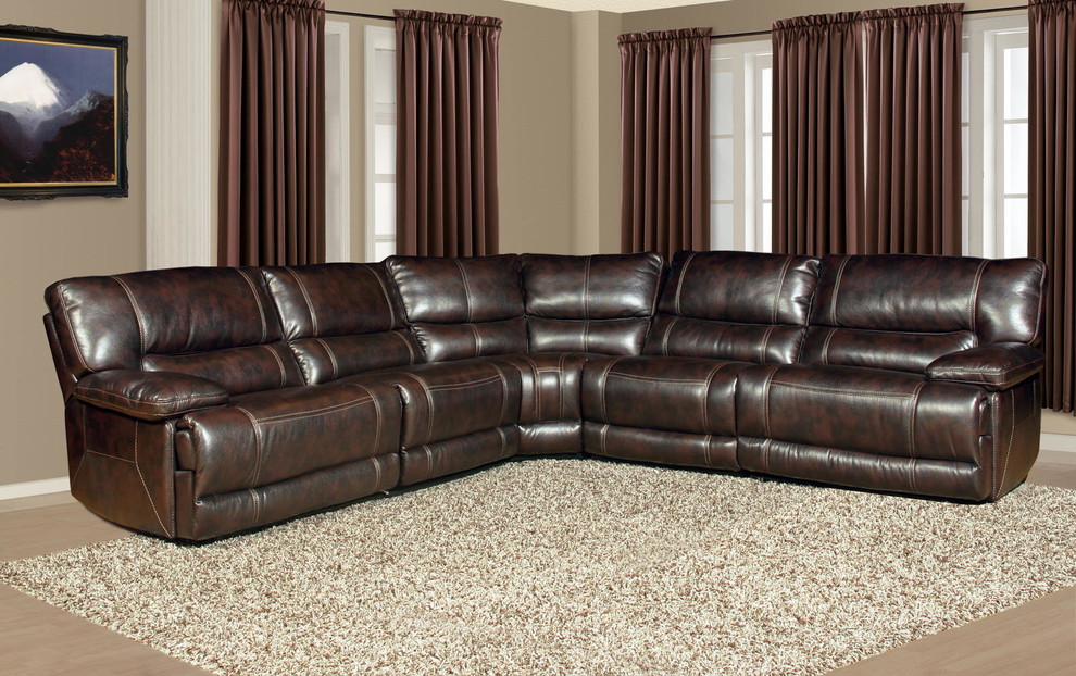 Emma Mason Signature Ephrata 5pc Power Recliner Sectional in Nutmeg   Contemporary   Sectional Sofas   by Emma Mason  Houzz