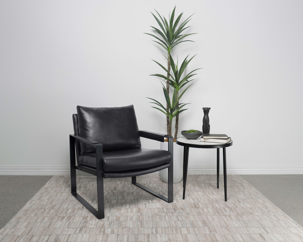 Rosalind Upholstered Track Arms Accent Chair Black and Gummetal   Modern   Armchairs And Accent Chairs   by Modon  Houzz