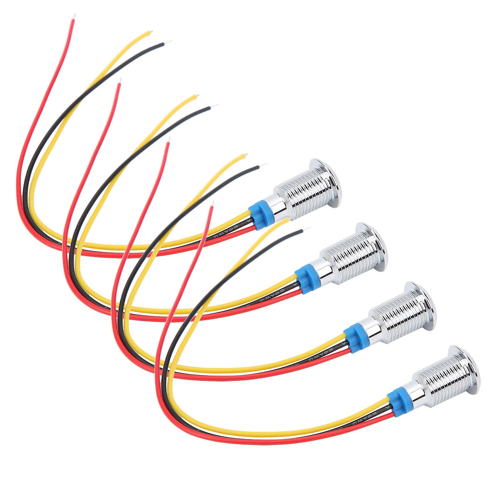 4 Sets Prewired Round Leds Waterproof 2color Indicator Light Common Anode 10mm 1224v(red And Yellow )