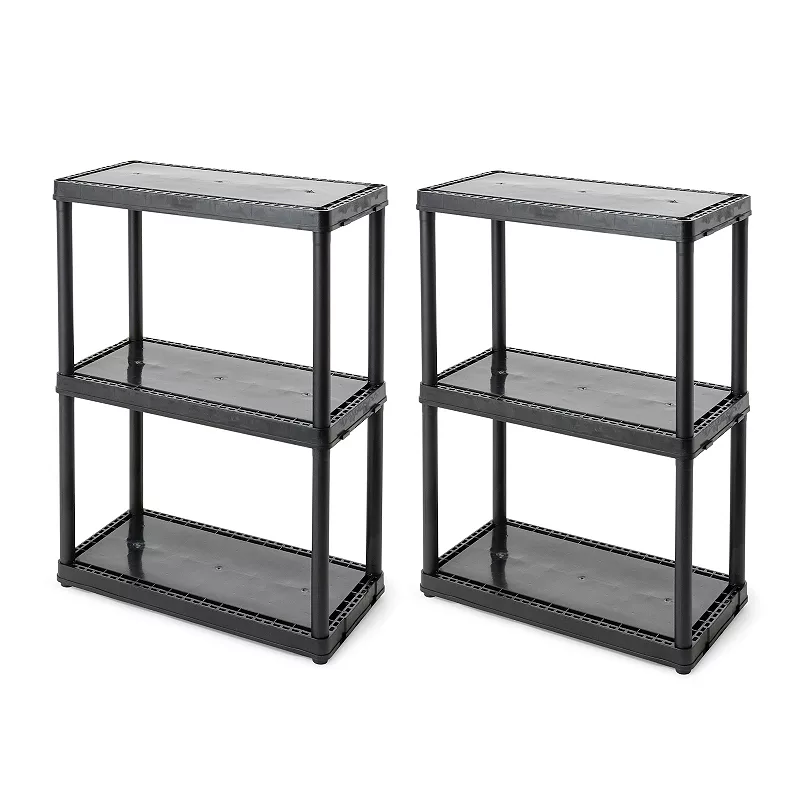 Gracious Living Light Duty Solid 12x24x33 Inch Storage Shelving Unit， 3 Shelf (2 Pack)