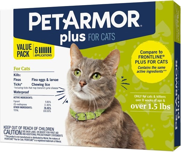 PetArmor Plus Flea and Tick Spot Treatment for Cats， over 1.5 lbs