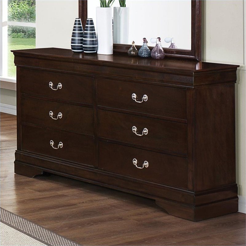 Bowery Hill 6 Drawer Double Dresser in Cappuccino