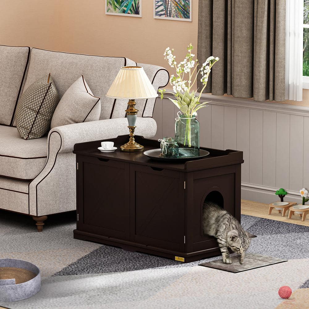 COZIWOW Cat Litter Box Enclosure Large Box House with Table CW12W0321