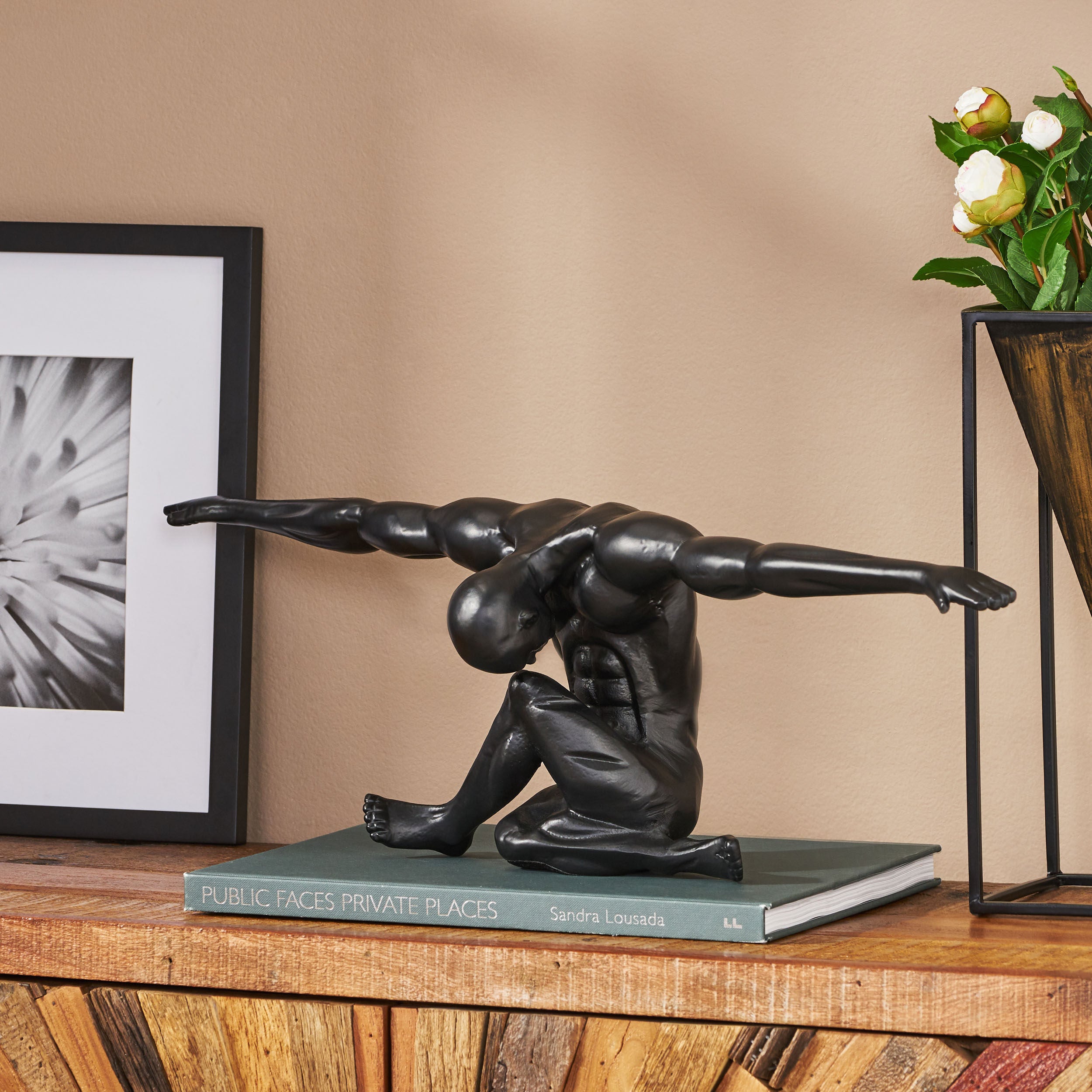 Rawson Handcrafted Aluminum Athlete Sculpture, Black