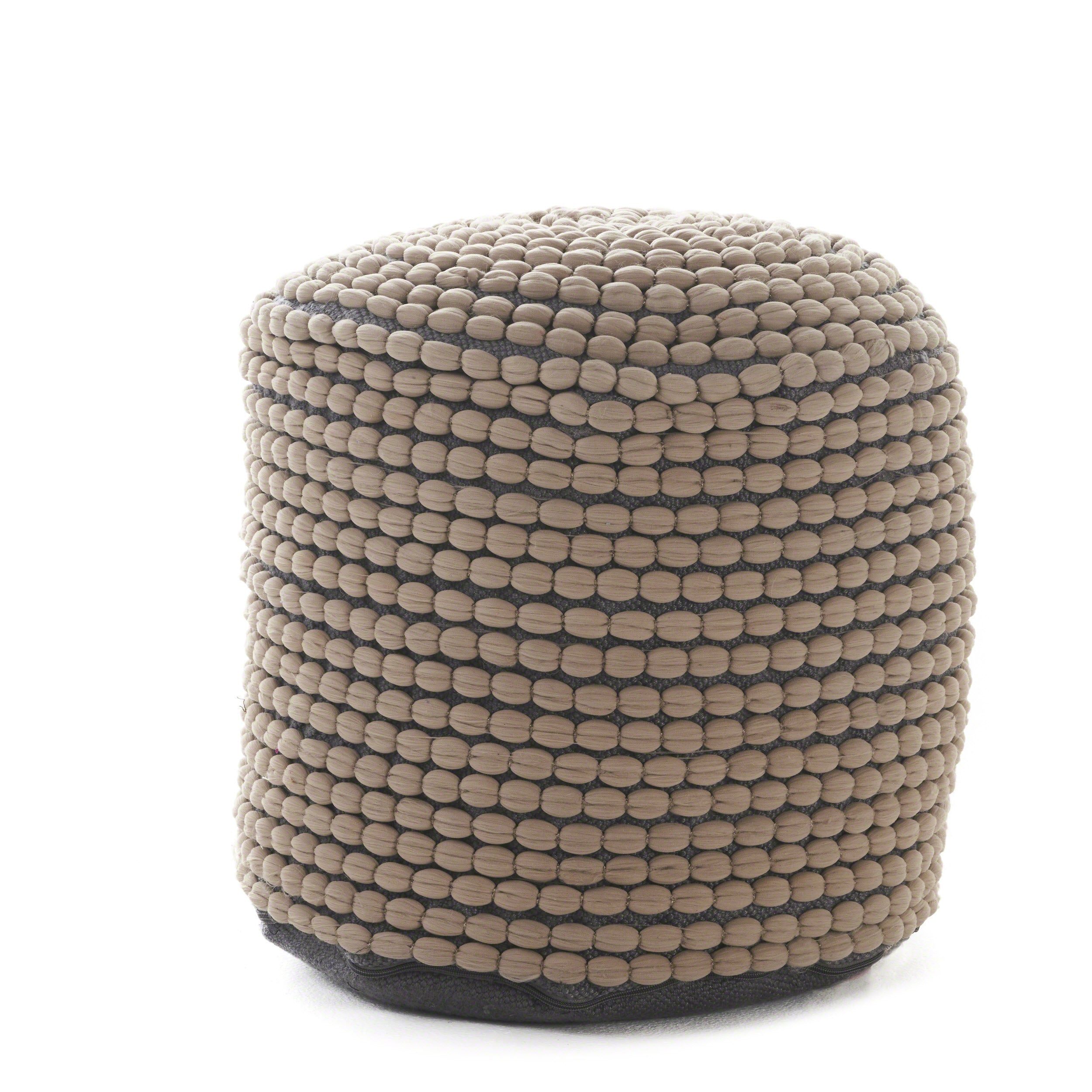 Rosalyn Handcrafted Modern Water-Resistant Fabric Ottoman Pouf