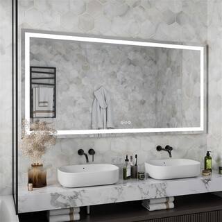 INSTER Ethereal 72 in. W x 36 in. H Rectangular Frameless LED Mirror Anti-Fog Wall Bathroom Vanity Mirror Memory Function WSHDRMMR0047