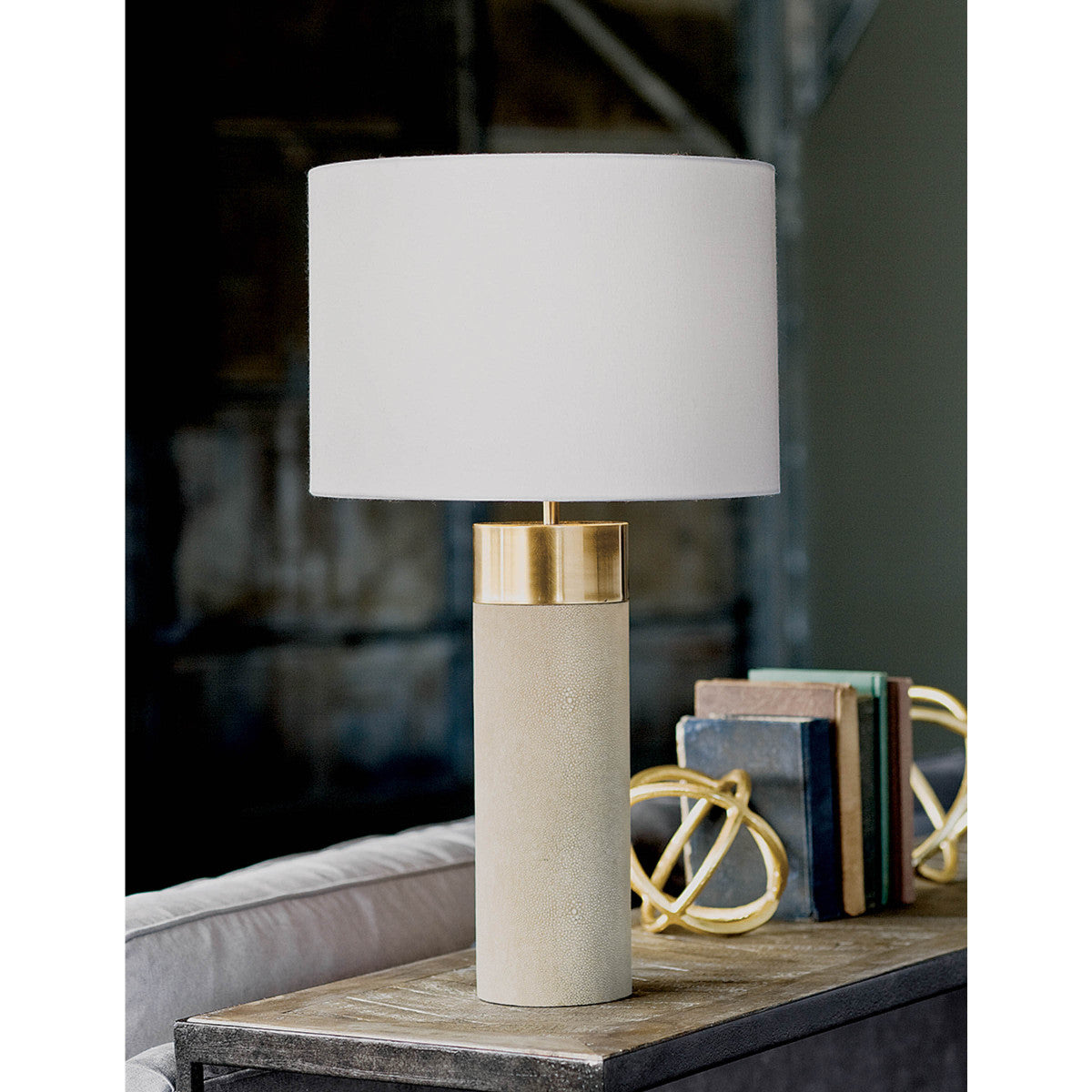 HARLOW IVORY GREY SHAGREEN LAMP