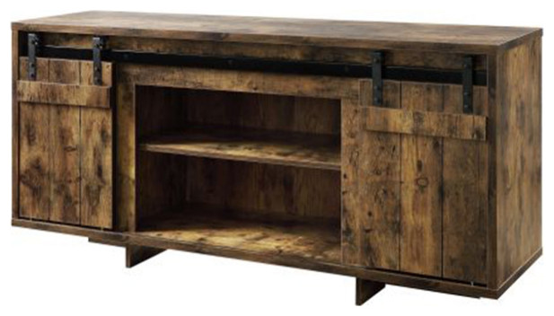 Rustic TV stand vintage Wood TV table with doors   Rustic   Entertainment Centers And Tv Stands   by HIGHLIGHT USA LLC  Houzz