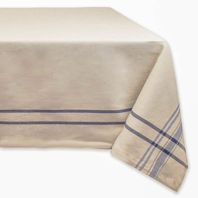 60 x 120 Ivory and Blue French Striped Rectangular Table Cloth