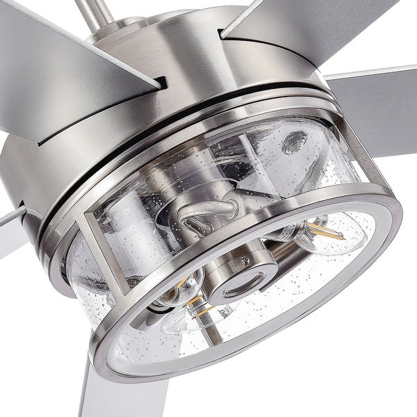 60 In Brushed Nickel Ceiling Fan with Light and Remote(5-blade) Shopping - The Best Deals on Ceiling Fans | 40815242