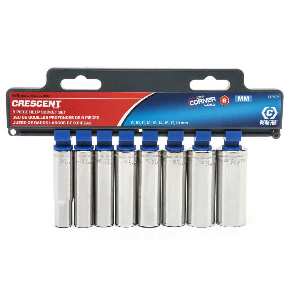 9 pc. 3/8 Drive 6 Point Deep Metric Socket Set ;