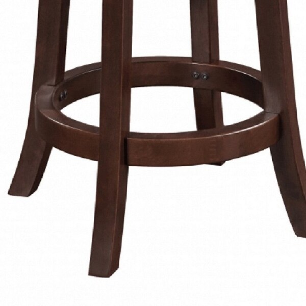 Sabi 24 inch Swivel Counter Stool， Solid Wood， Faux Leather， Brown， Black - 17