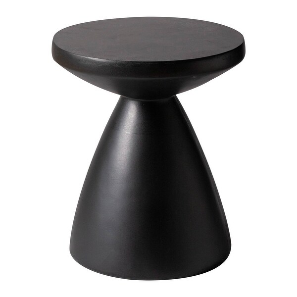 Modern Round Side Table Fiberstone Accent Table with Pedestal Base Dune Series by LeisureMod