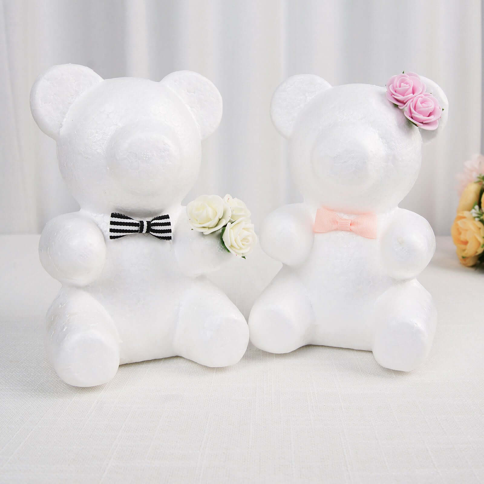 2 Pack DIY White 3D Modeling StyroFoam Bears, Polystyrene Craft Foam Animals 7