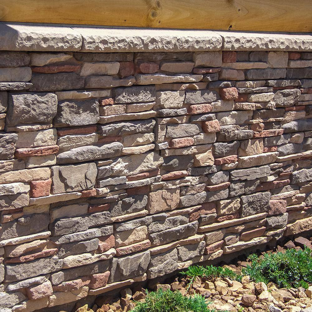 M-Rock P-Series 5 in. x 20 in. Copper Hill Ledge Stone Concrete Stone Veneer  (4.9 sq. ft.bx) mrcopperhillbx