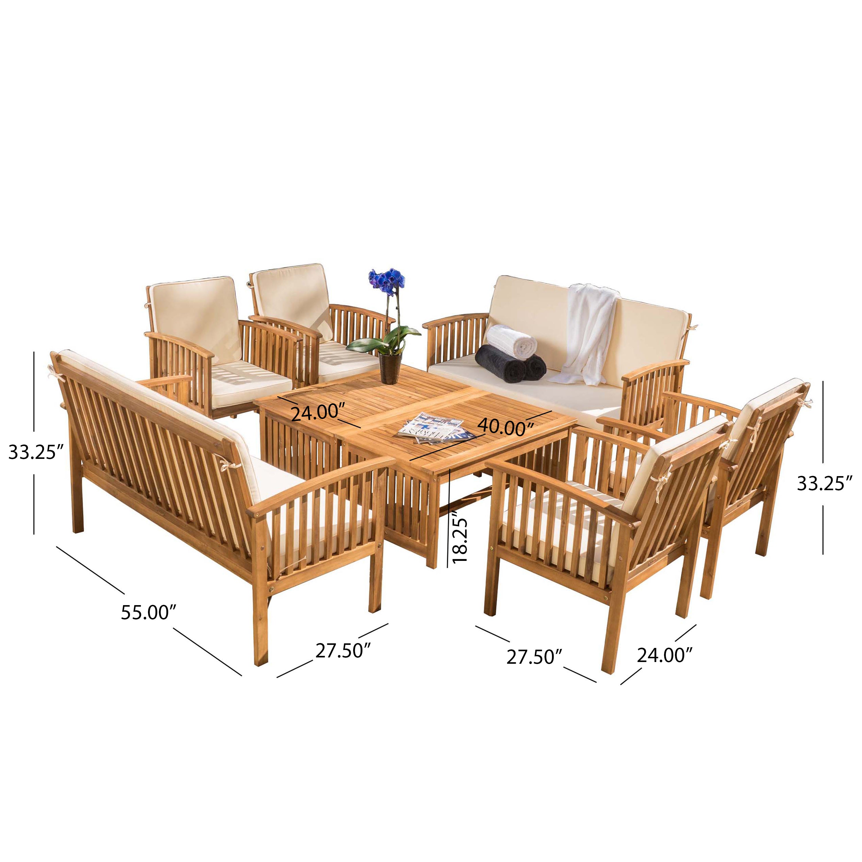 Cape Town Acacia Wood Outdoor Sofa Set